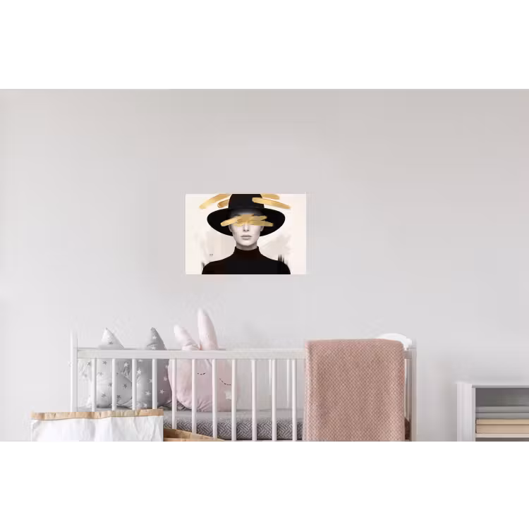 Vrouw - Portret - Modern - Goud - Kunst Muursticker klein -kinderkamer