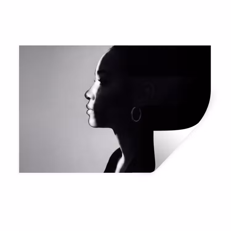 Vrouw - Profiel - Mensen - Zwart-wit Muursticker klein -3d