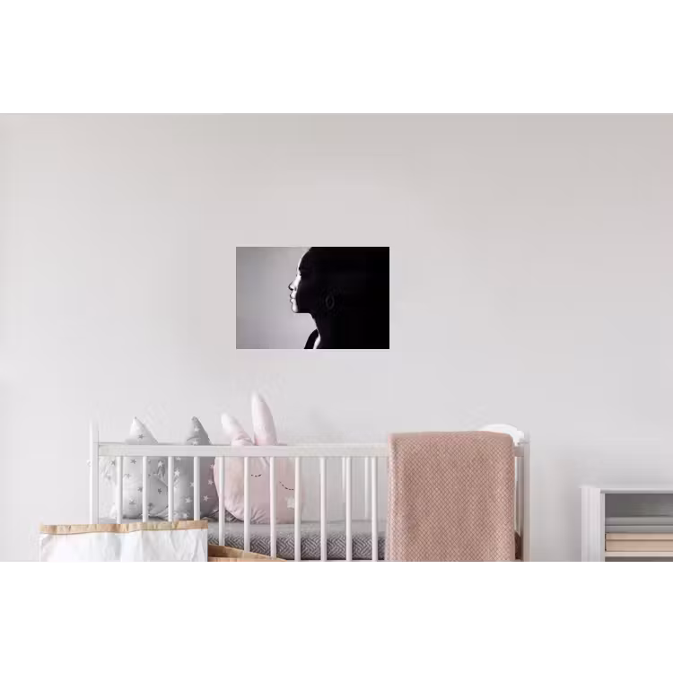 Vrouw - Profiel - Mensen - Zwart-wit Muursticker klein -kinderkamer