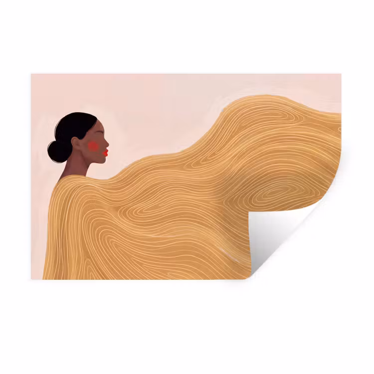 Vrouw - Profiel - Modern - Abstract - Kunst Muursticker klein -3d
