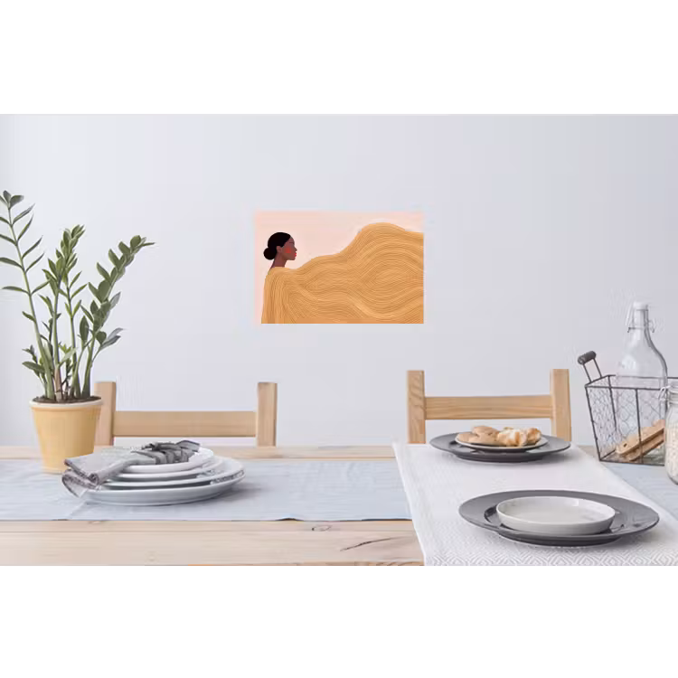 Vrouw - Profiel - Modern - Abstract - Kunst Muursticker klein -eettafel
