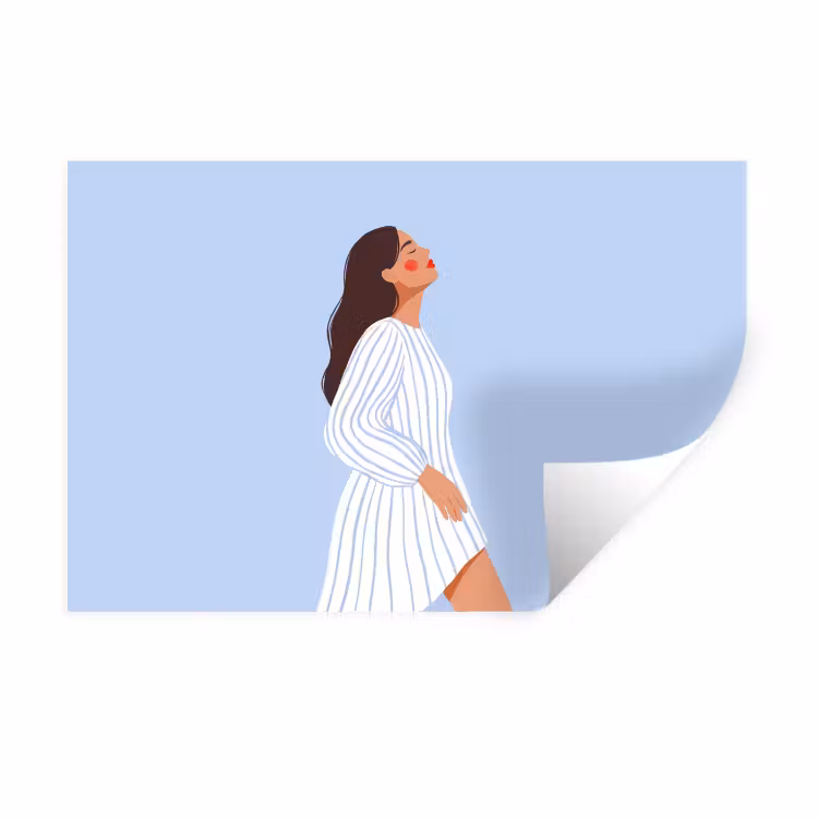 Vrouw - Profiel - Rust - Modern - Illustratie Muursticker klein -3d