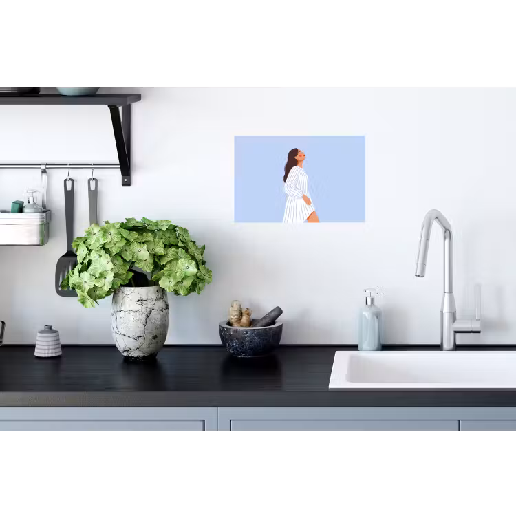 Vrouw - Profiel - Rust - Modern - Illustratie Muursticker klein -keuken