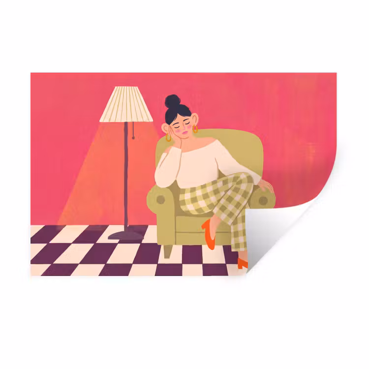 Vrouw - Rust - Interieur - Modern - Kunst Muursticker klein -3d