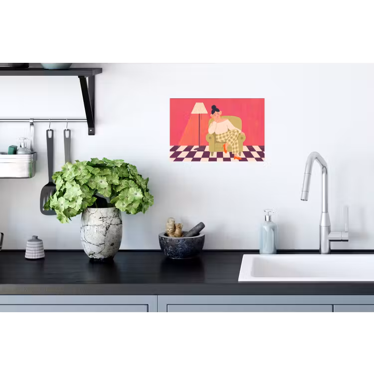 Vrouw - Rust - Interieur - Modern - Kunst Muursticker klein -keuken