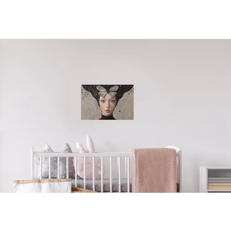 Woman - Butterfly - Art - Classic - Muted Muursticker klein -kinderkamer