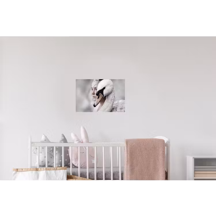 Vrouw - Zwaan - Wit Muursticker klein -kinderkamer
