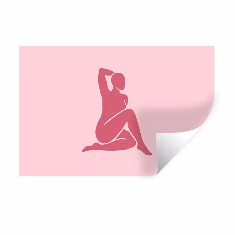 Vrouw - Silhouet - Abstract - Modern - Roze Muursticker klein -3d