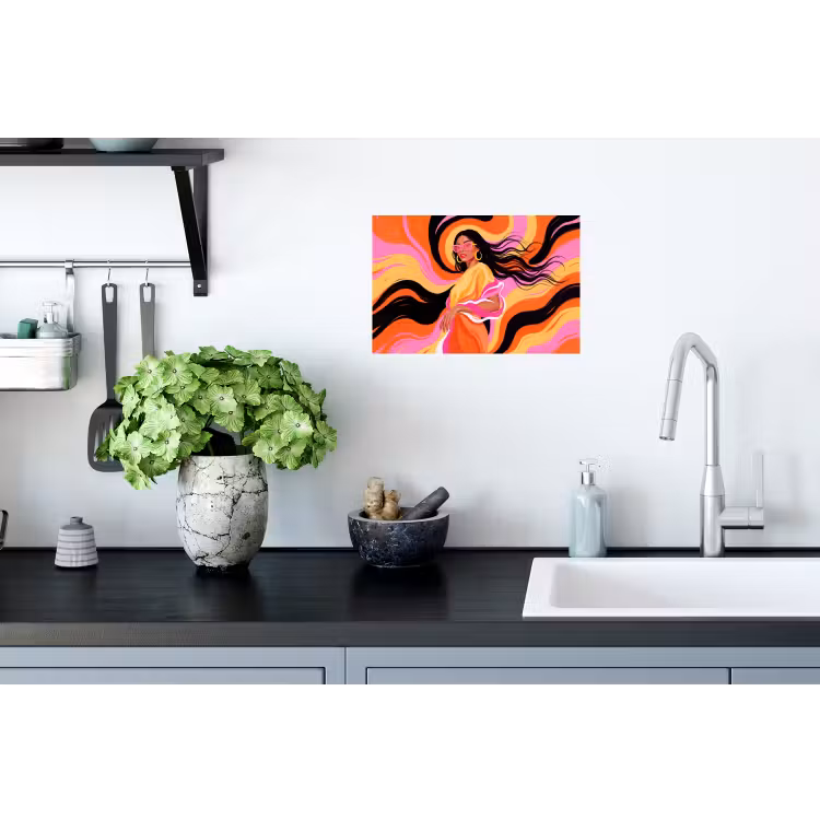 Vrouw - Zonnebril - Abstract - Kleurrijk Muursticker klein -keuken