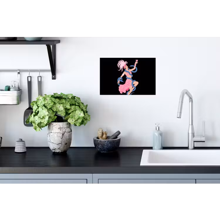 Vrouw - Danseres - Slangen - Art Deco - Roze Muursticker klein -keuken