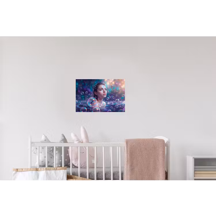 Vrouw - Water - Portret - Kleurrijk - Modern Muursticker klein -kinderkamer