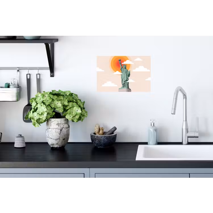 Vrijheidsbeeld - New York - Zon - Modern Muursticker klein -keuken