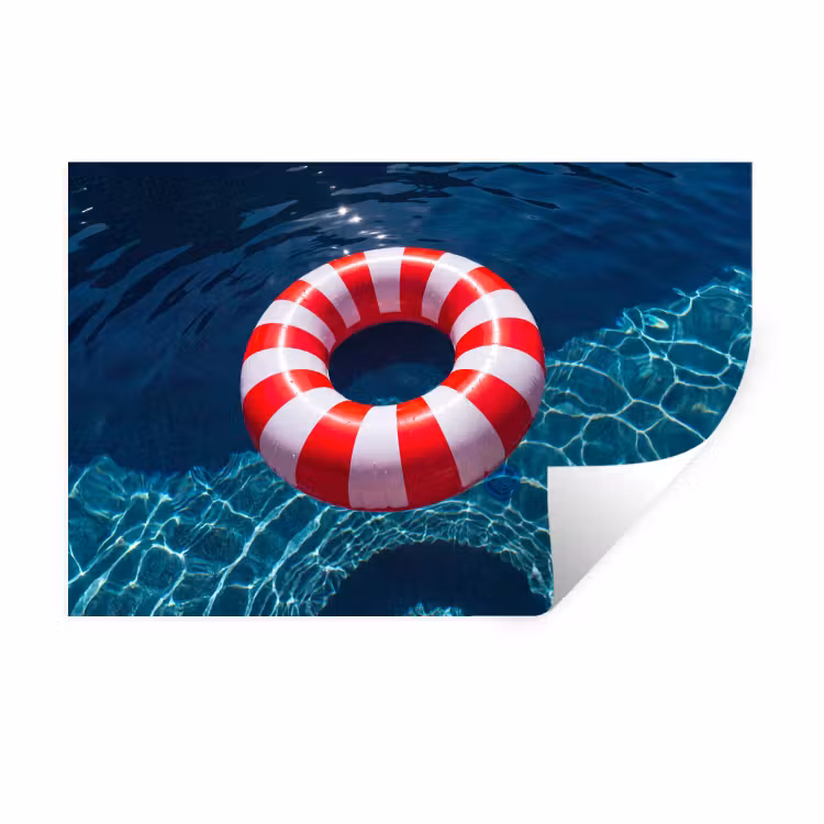 Recreatie - Water - Zomer - Rood - Wit Muursticker klein -3d