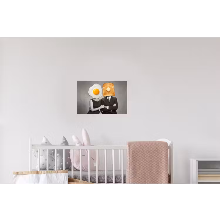 Ontbijt - Koppel - Ei - Brood Muursticker klein -kinderkamer
