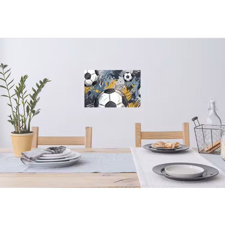 Voetbal - Abstract - Sport - Kleurrijk Muursticker klein -eettafel