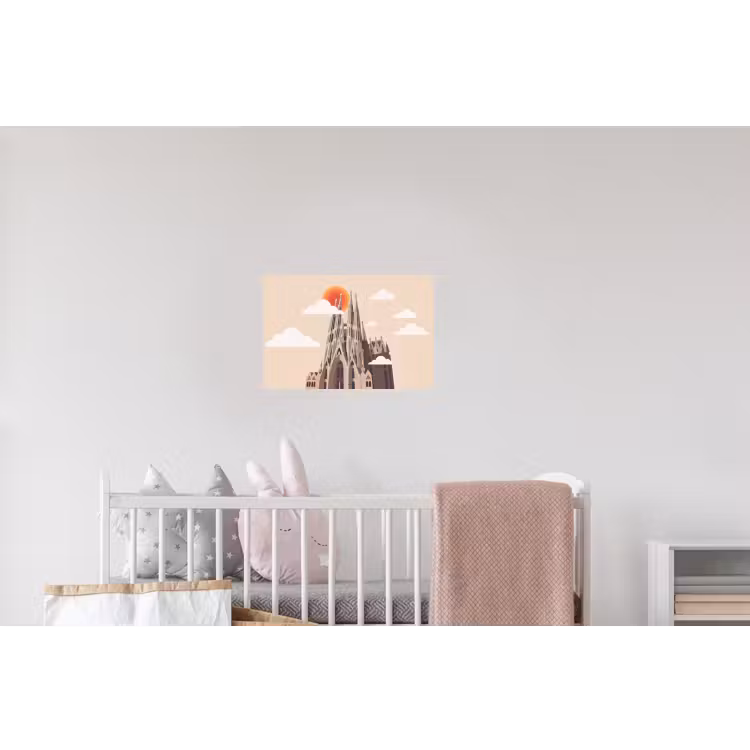Gebouw - Torens - Architectuur - Abstract - Zonsondergang Muursticker klein -kinderkamer