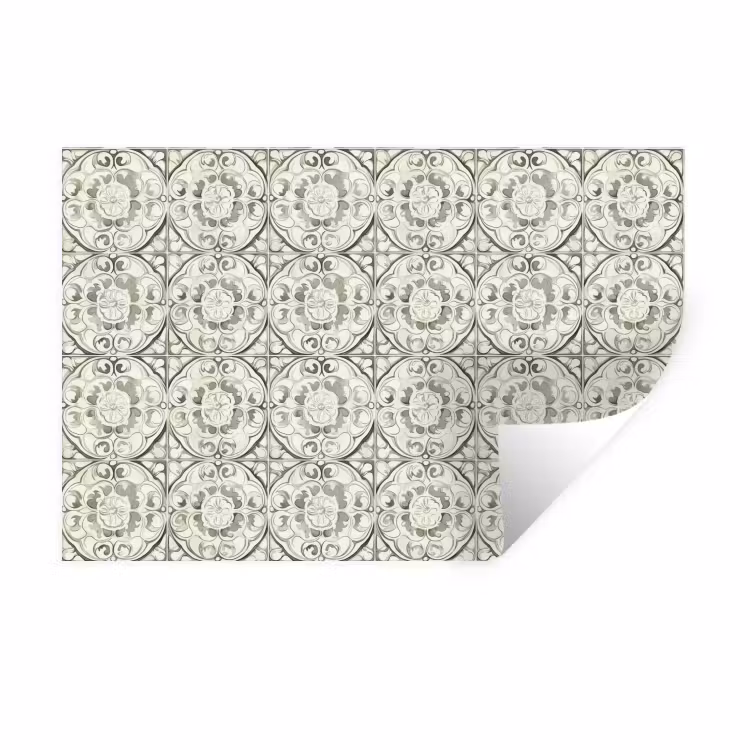 Krulornament - Tegel - Groen Muursticker klein 286 -3d