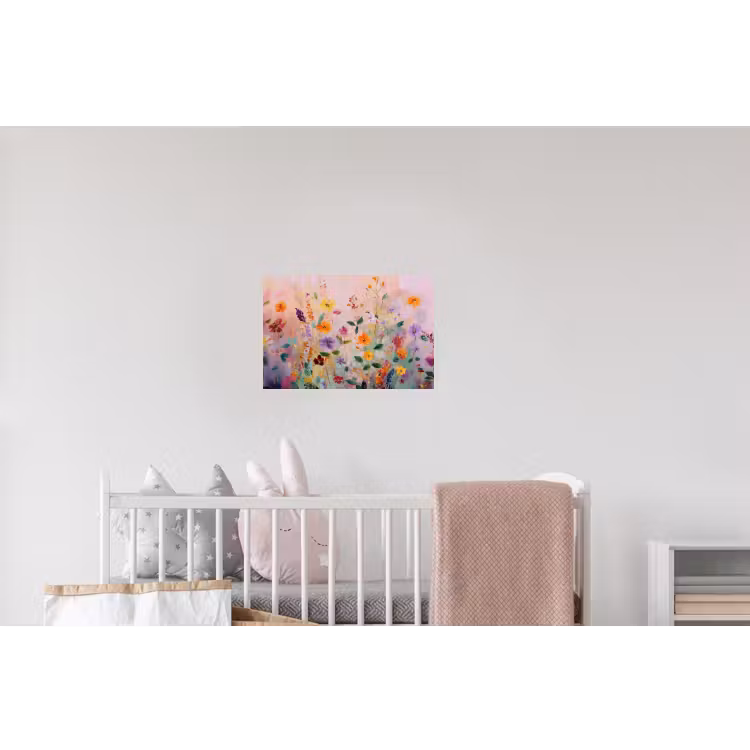 Schilderij - Bloemen - Abstract - Kleurrijk Muursticker klein -kinderkamer