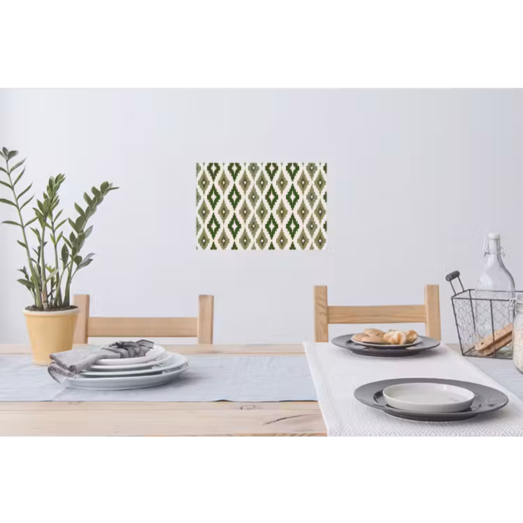 Geografisch - Ruitmotief - Groen Muursticker klein 286 -eettafel