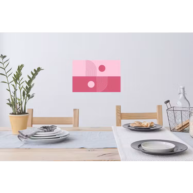 Geometrie - Patroon - Abstract - Roze - Modern Muursticker klein -eettafel