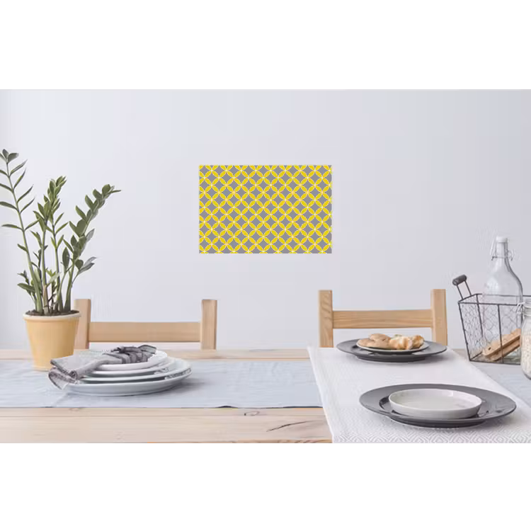 Geometrisch - Cirkels - Modern - Grijs - Geel Muursticker klein 286 -eettafel