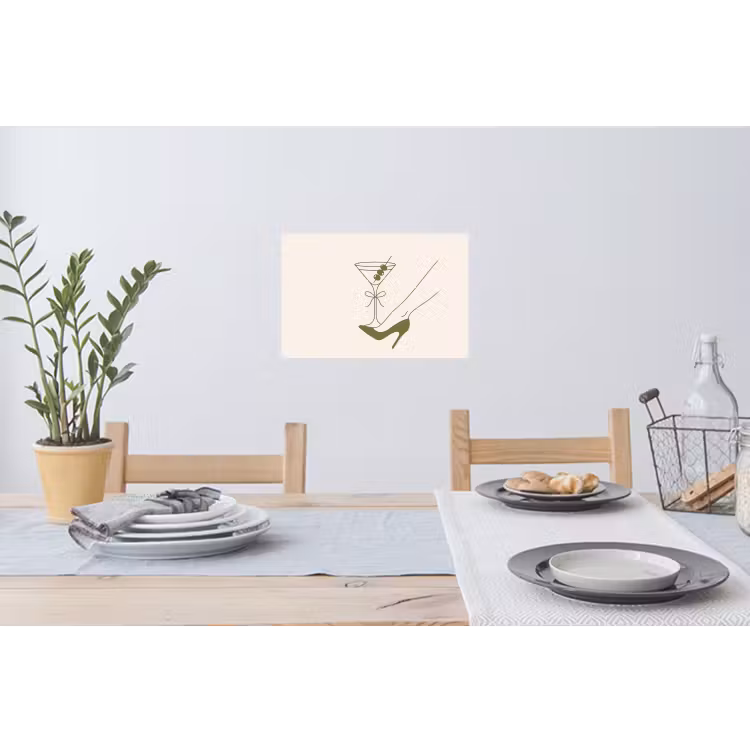 Drank - Martini - Hoge hak - Mode - Groen Muursticker klein -eettafel