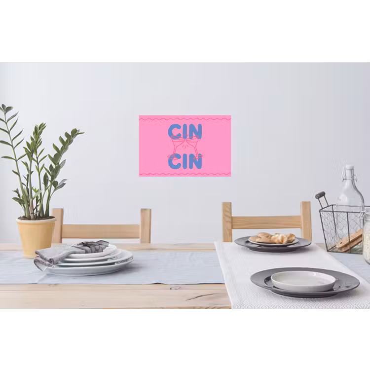 Drank - Glazen - Proost - Modern - Roze Muursticker klein -eettafel