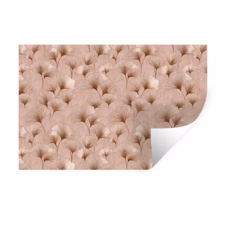 Ginkgo - Patroon - Roze Muursticker klein 286 -3d