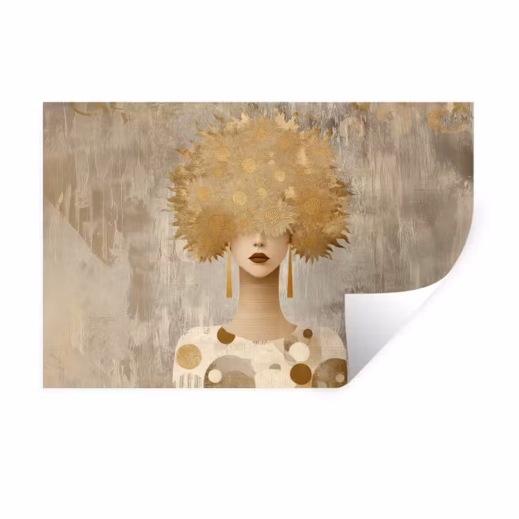 Goud - Portret - Vrouw Muursticker klein -3d
