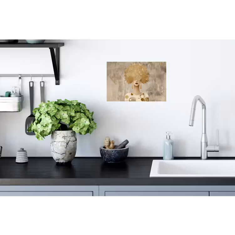 Goud - Portret - Vrouw Muursticker klein -keuken