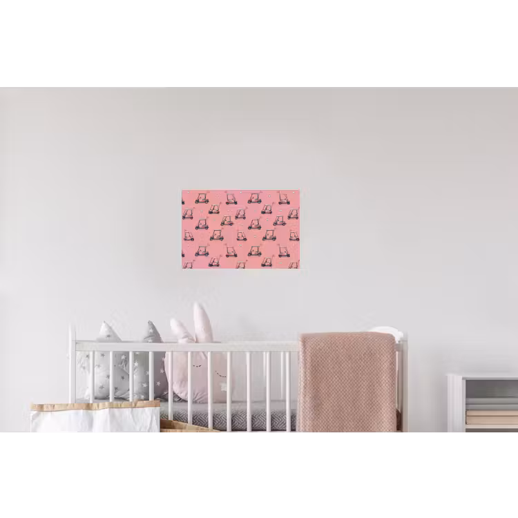 Golfkar - Retro - Roze Muursticker klein 286 -kinderkamer