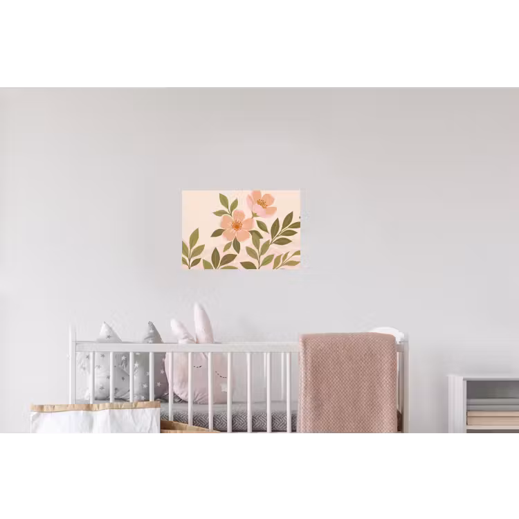 Grafisch - Bloemen - Roze Muursticker klein -kinderkamer
