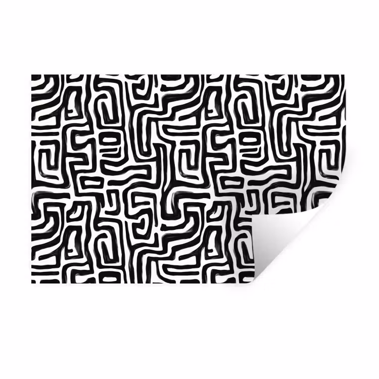 Grafisch - Lijnen - Zwart - Wit Muursticker klein 286 -3d