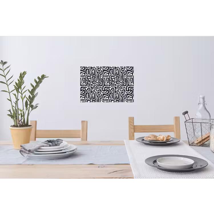 Grafisch - Lijnen - Zwart - Wit Muursticker klein 286 -eettafel