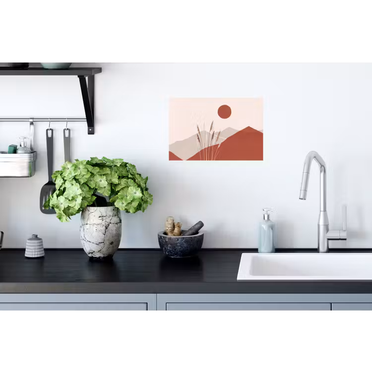 Gras - Landschap - Natuur - Abstract - Beige Muursticker klein -keuken
