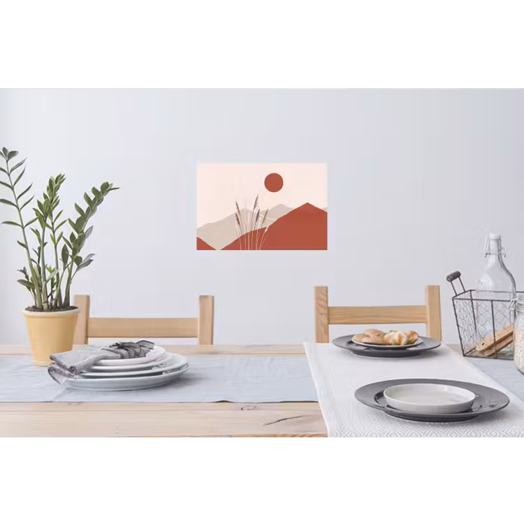 Gras - Landschap - Natuur - Abstract - Beige Muursticker klein -eettafel