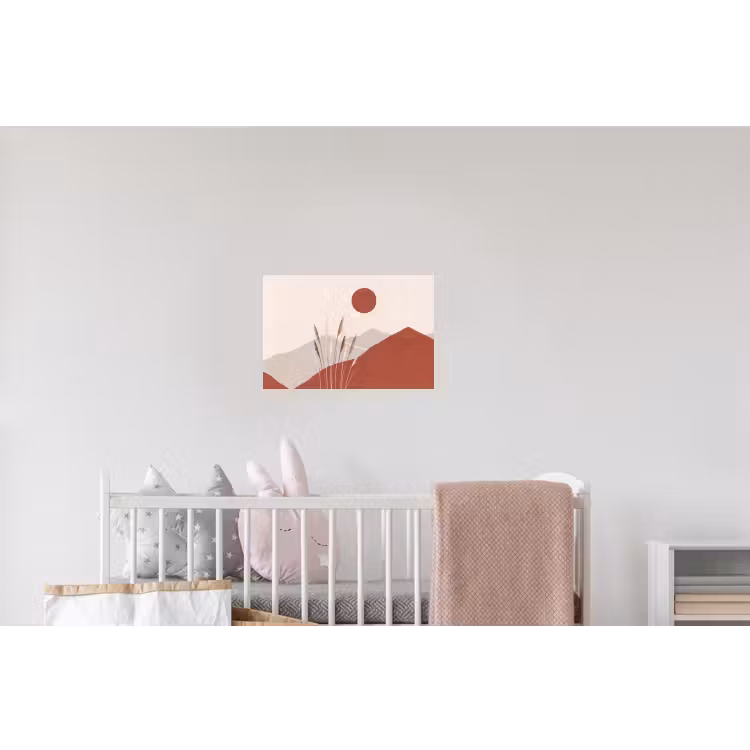 Gras - Landschap - Natuur - Abstract - Beige Muursticker klein -kinderkamer