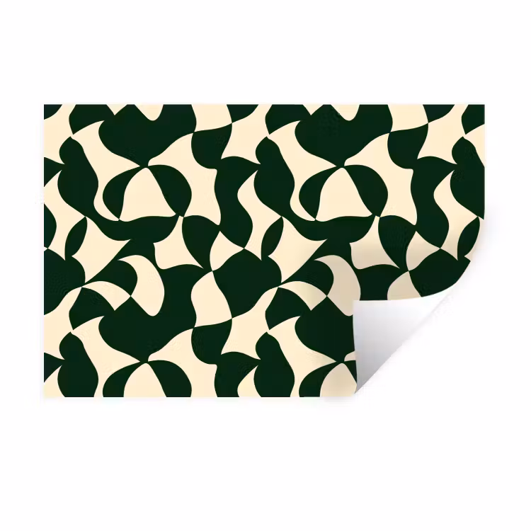 Groen - Organische vlakken - Crème Muursticker klein 286 -3d