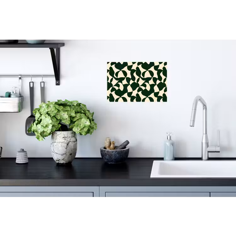 Groen - Organische vlakken - Crème Muursticker klein 286 -keuken