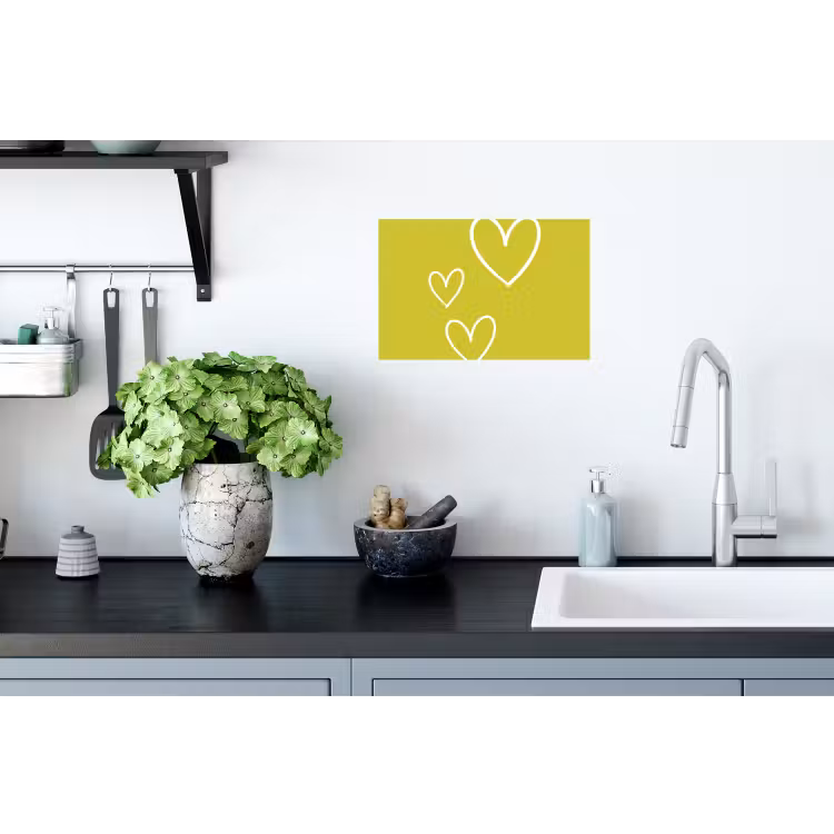 Groen - Hartjes - Wit Muursticker klein -keuken