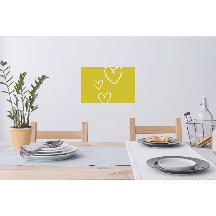Groen - Hartjes - Wit Muursticker klein -eettafel