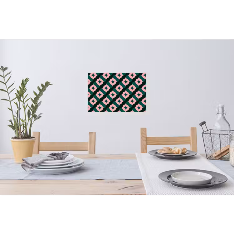 Groen - Roze - Retro - Sterren Muursticker klein 286 -eettafel