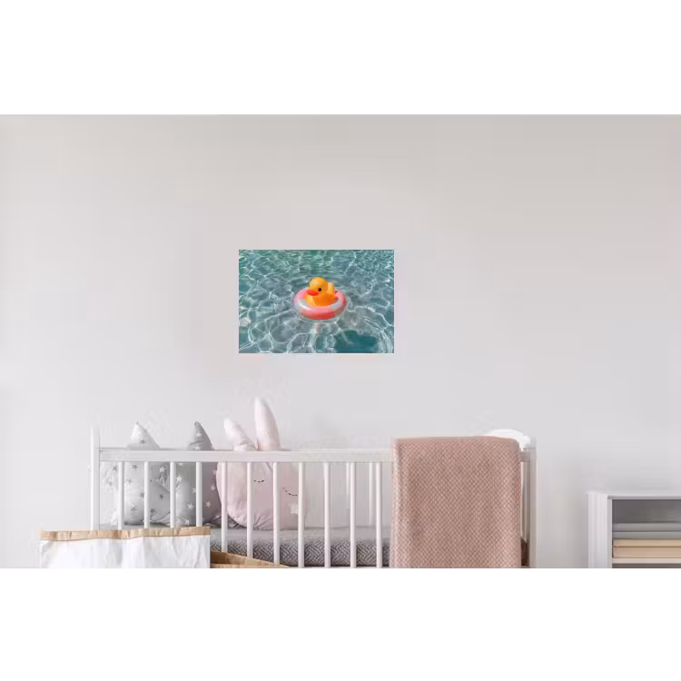 Badeend - Zwemband - Geel Muursticker klein -kinderkamer