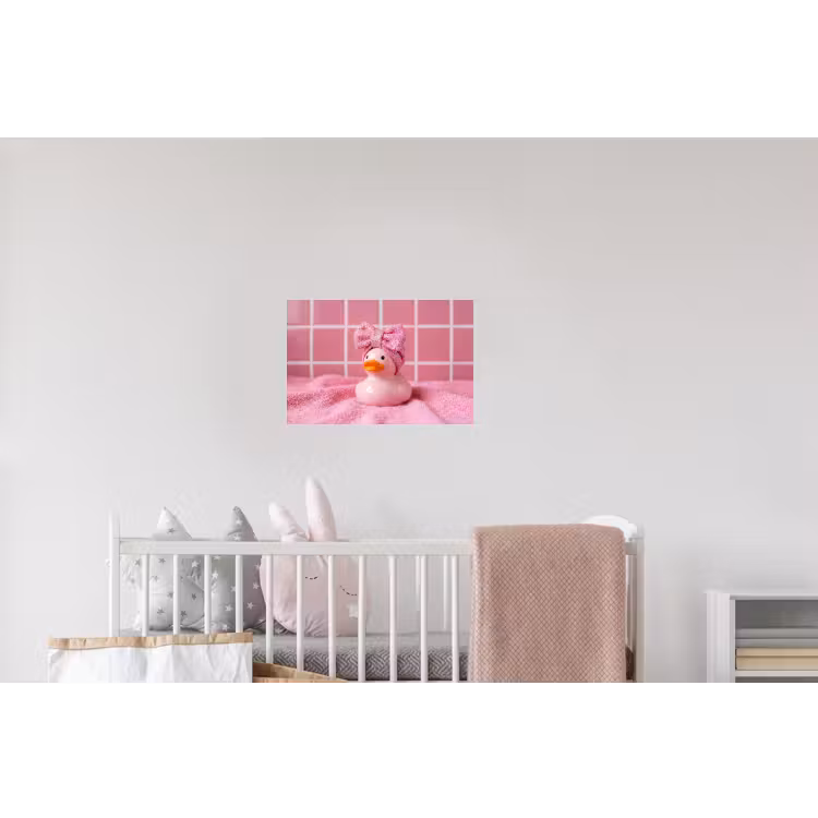 Badeend -Strik - Roze Muursticker klein -kinderkamer