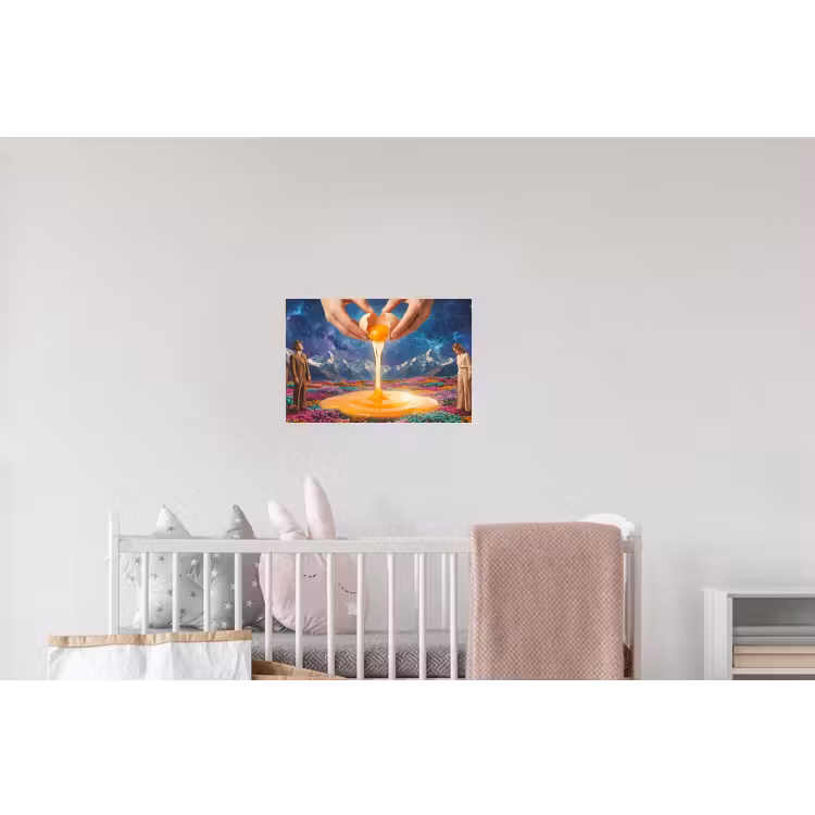 Wandtattoo – Hände – Ei – Surrealismus - Handen - Ei - Surrealisme Muursticker klein