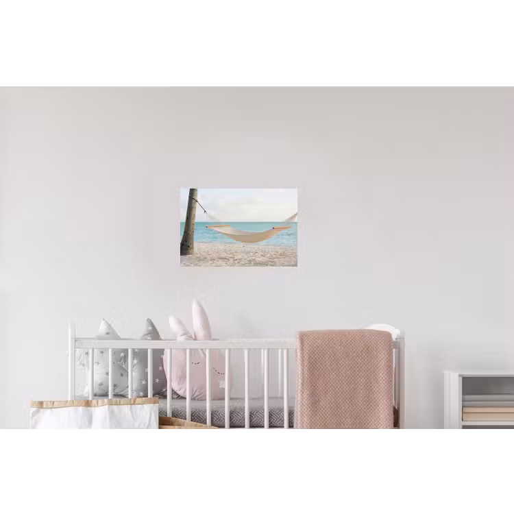 Hangmat - Strand - Wit Muursticker klein -kinderkamer