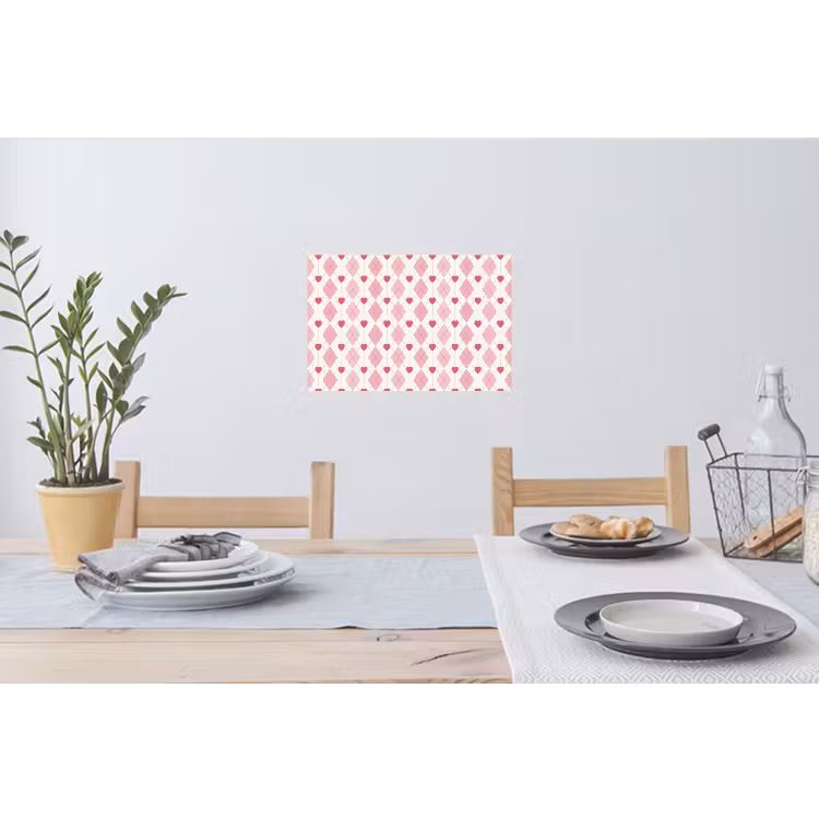 Ruiten - Klassiek - Roze - Wit Muursticker klein 286 -eettafel