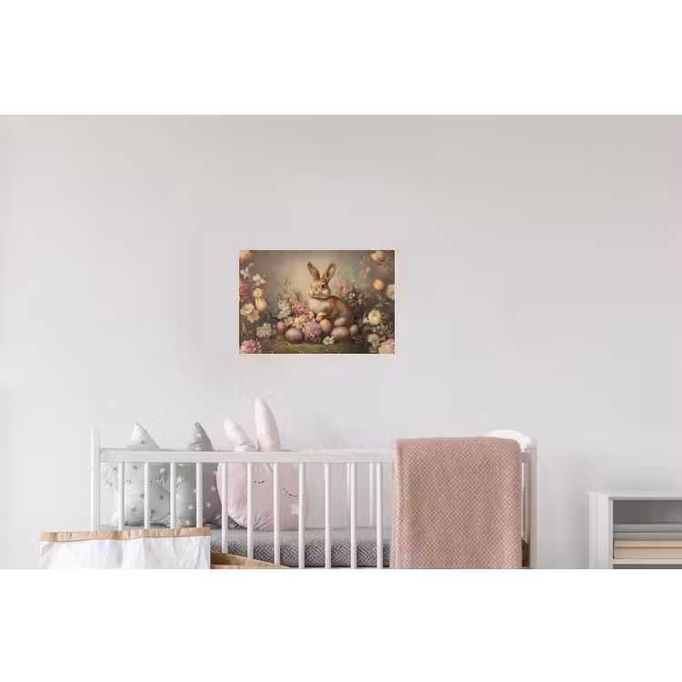 Haas - Stilleven - Bloemen Muursticker klein -kinderkamer
