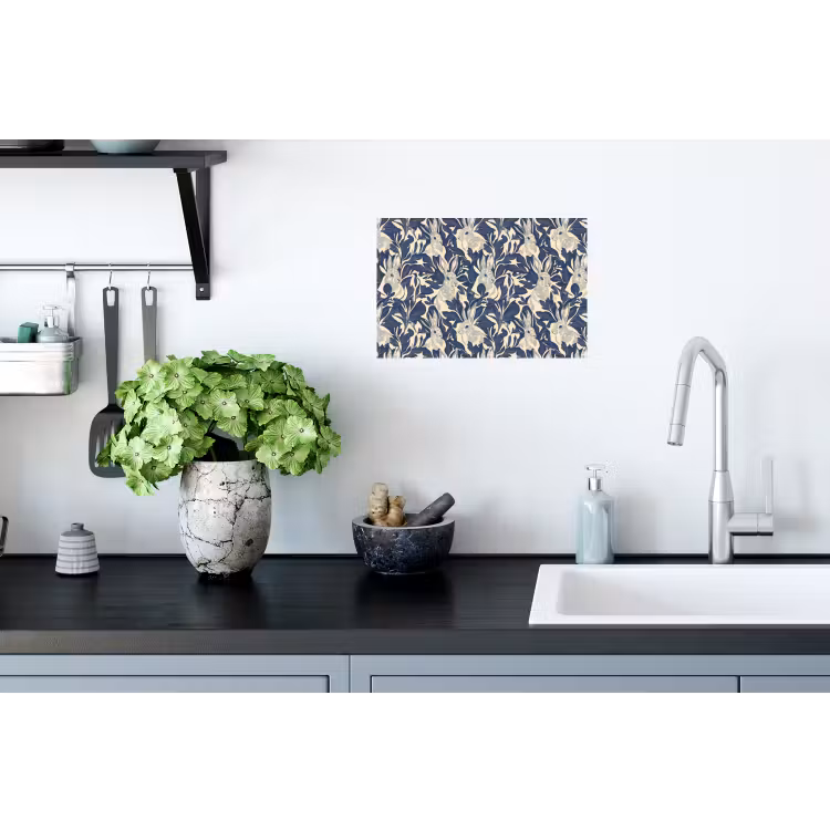 Hazen - Bladeren - Patroon - Blauw - Beige Muursticker klein 286 -keuken