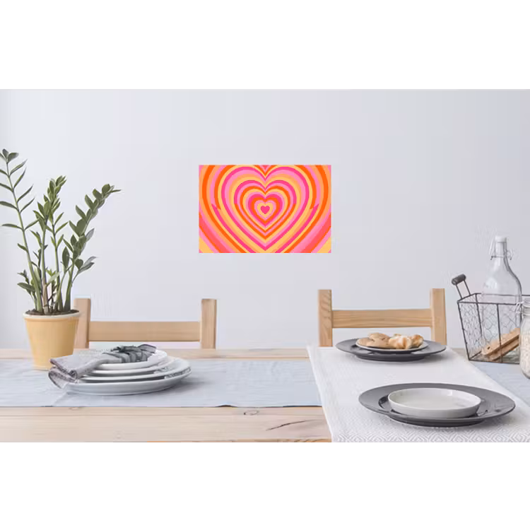 Hart - Concentrisch - Abstract - Liefde - Kleurrijk Muursticker klein -eettafel